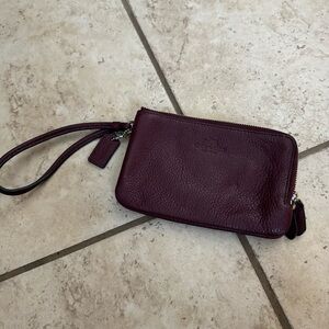 Coach Dark Red Leather Wristlet